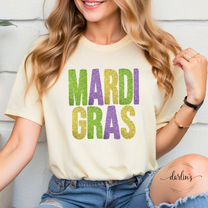 Mardi Gras Tinsel Words Only Shirt