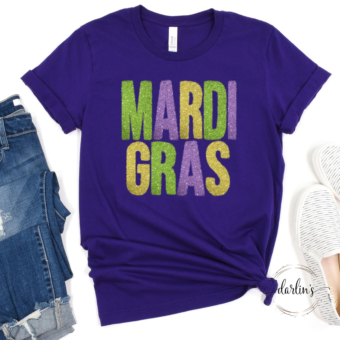 Mardi Gras Tinsel Words Only Shirt