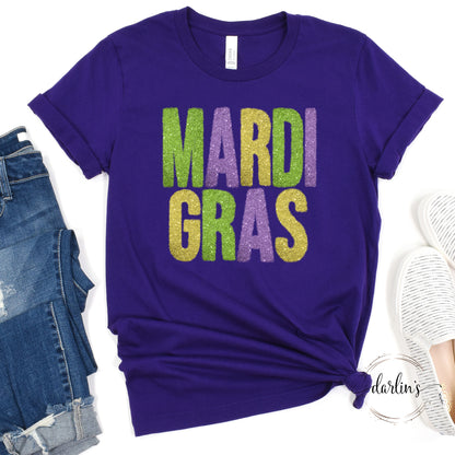 Mardi Gras Tinsel Words Only Shirt