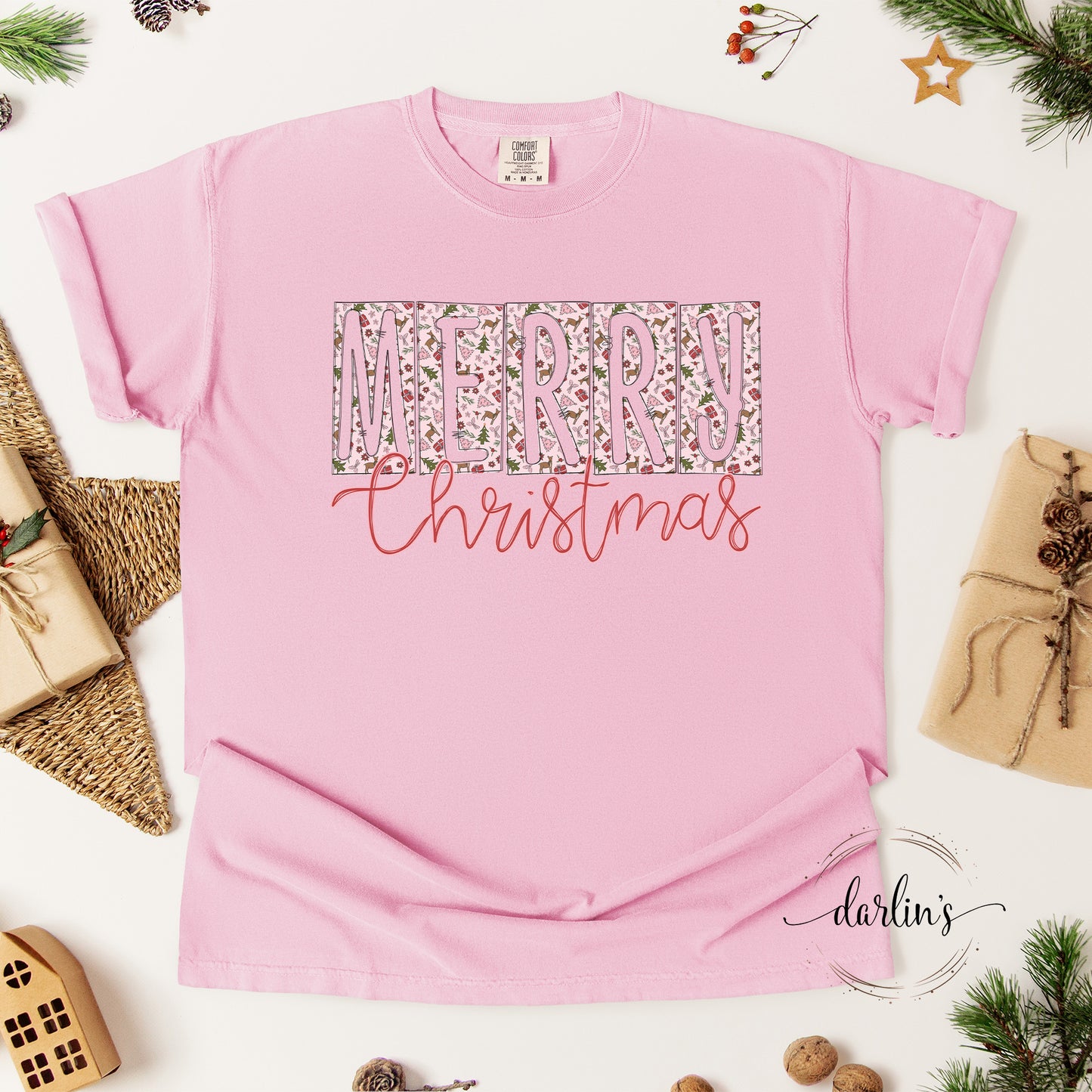 Merry Christmas Boxed Letters Shirt