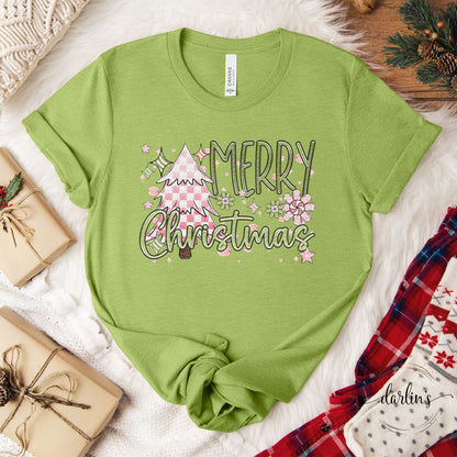 Merry Christmas Pink Tree Shirt