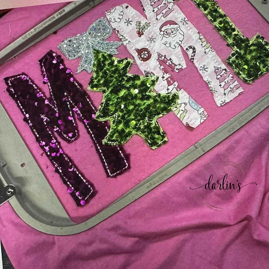 Christmas Family Names - Mimi - Real Sequin Pink Shirt