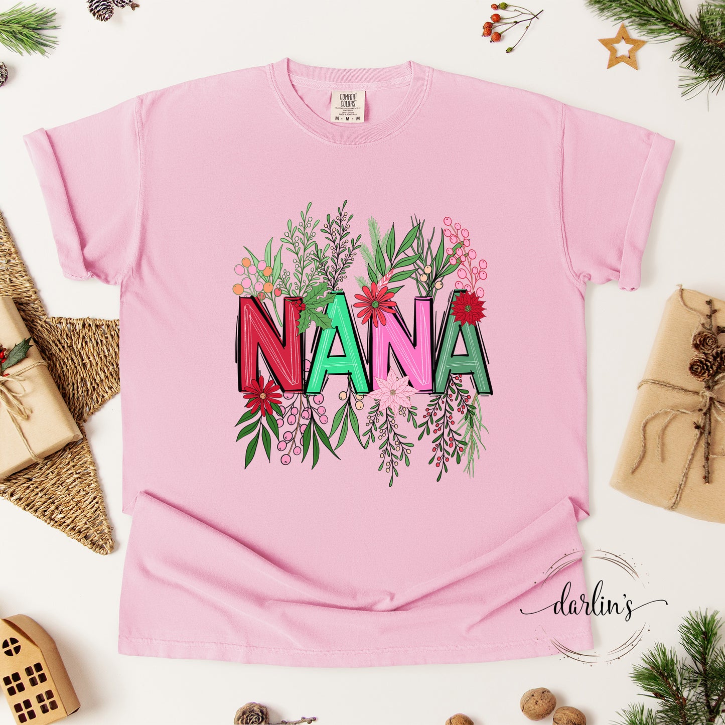 Nana Christmas Floral Shirt