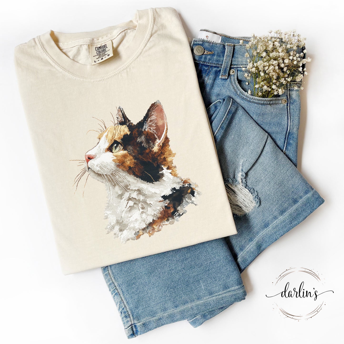Needlepoint Pets Calico Cat Shirt