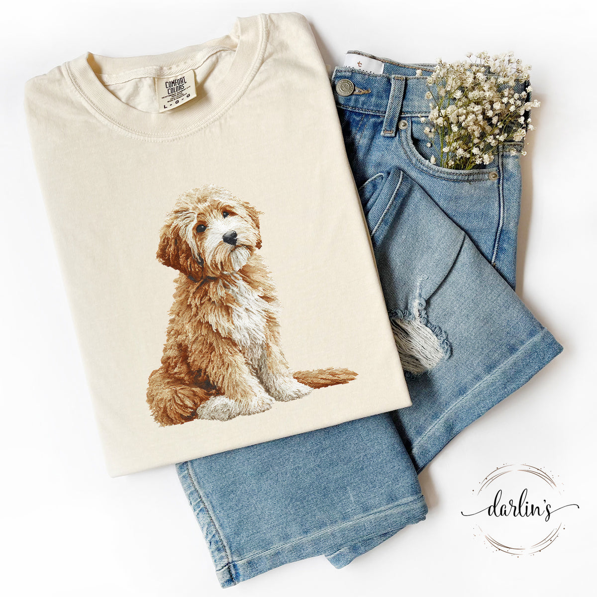 Needlepoint Pets Golden Doodle Shirt