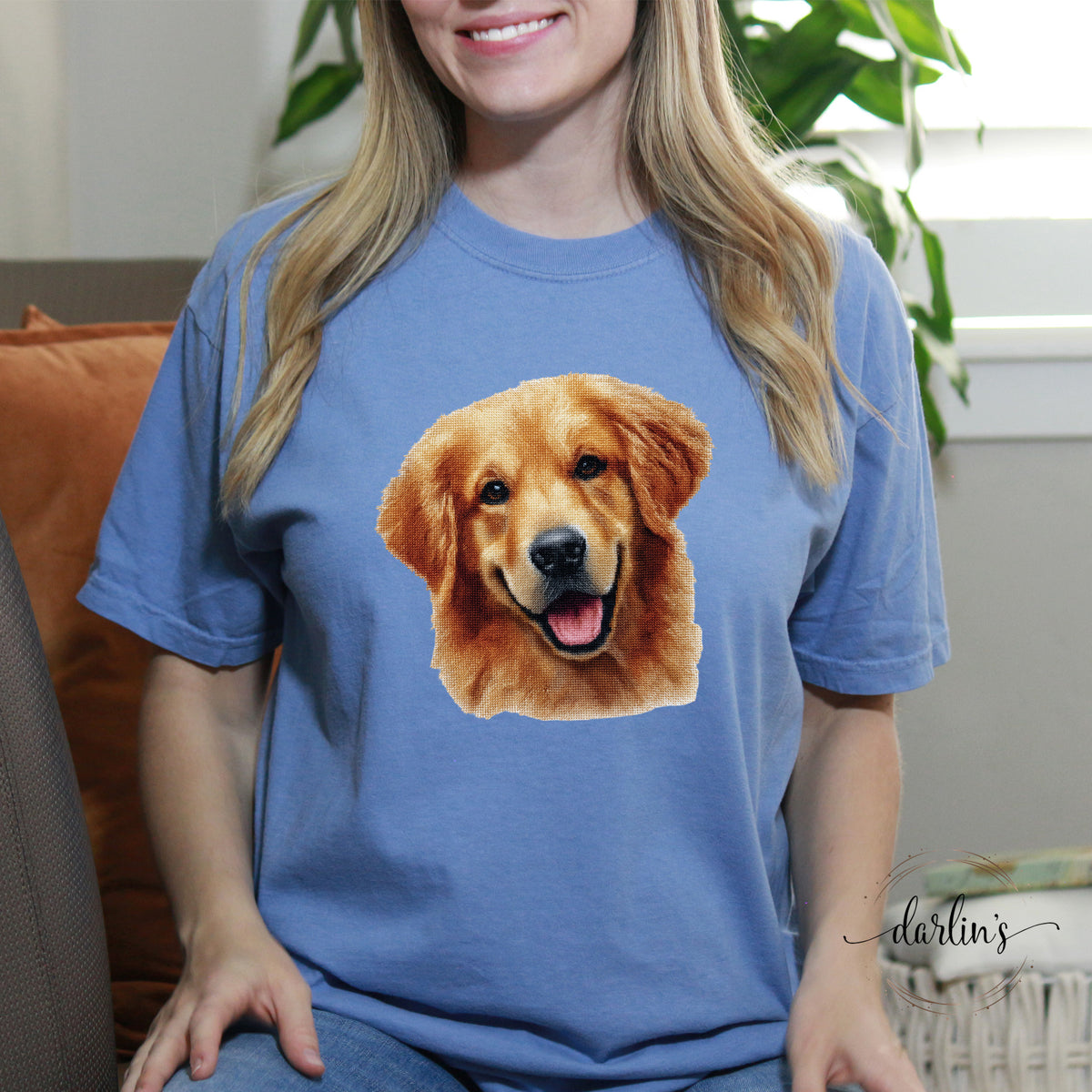 Needlepoint Pets Golden Retriever 2 Shirt