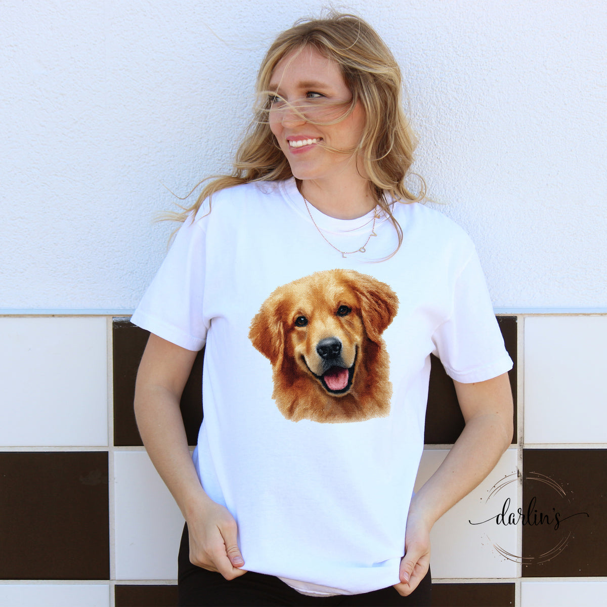 Needlepoint Pets Golden Retriever 2 Shirt