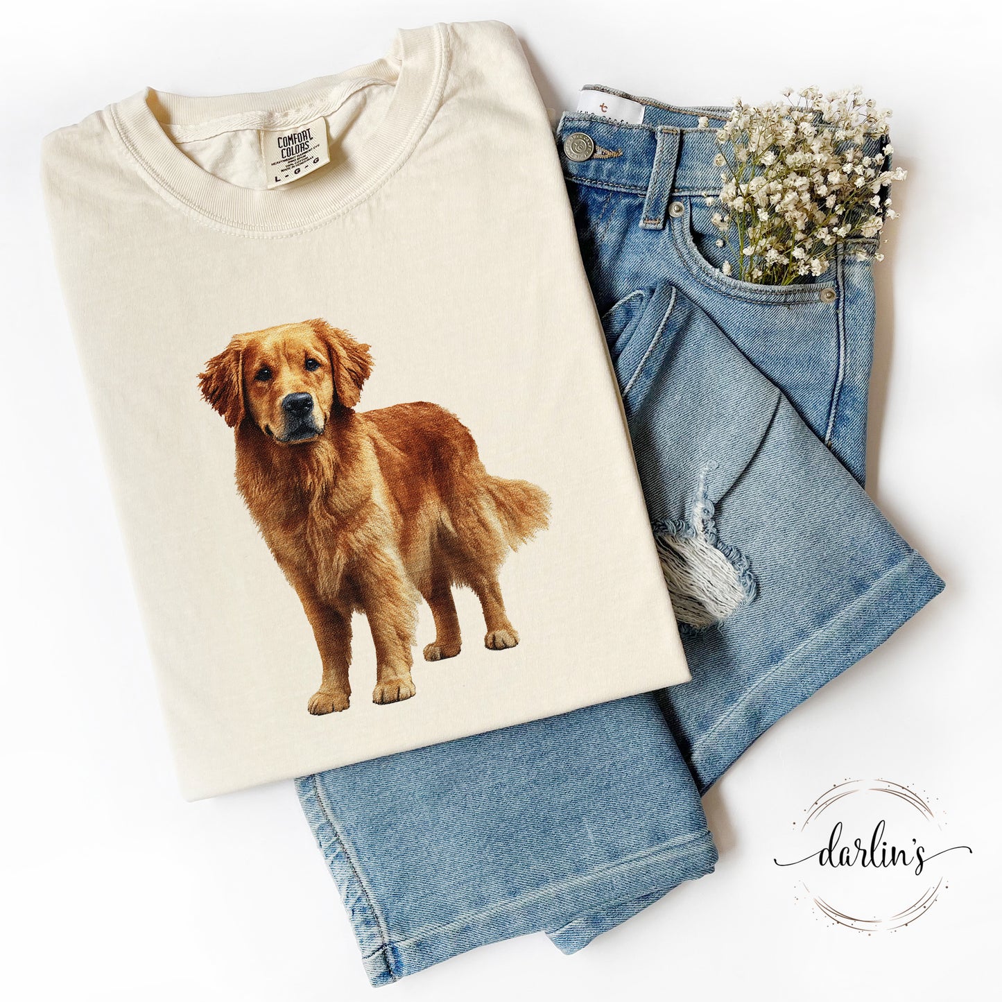 Needlepoint Pets Golden Retriever Shirt