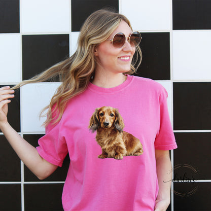 Needlepoint Pets Long Hair Dachshund Shirt