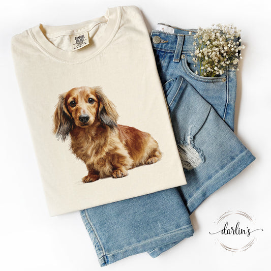 Needlepoint Pets Long Hair Dachshund Shirt