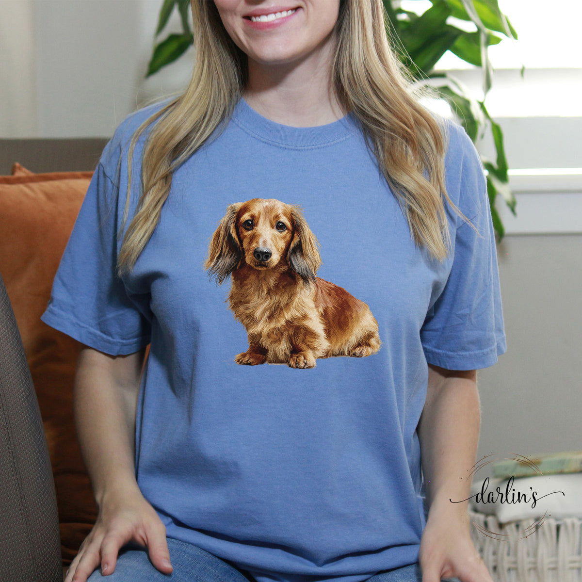 Needlepoint Pets Long Hair Dachshund Shirt
