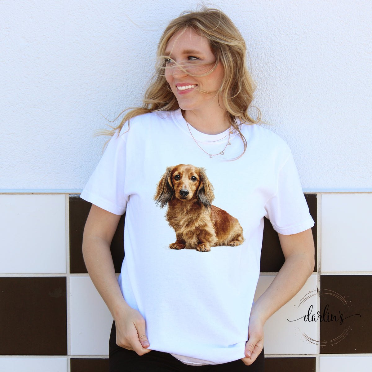 Needlepoint Pets Long Hair Dachshund Shirt