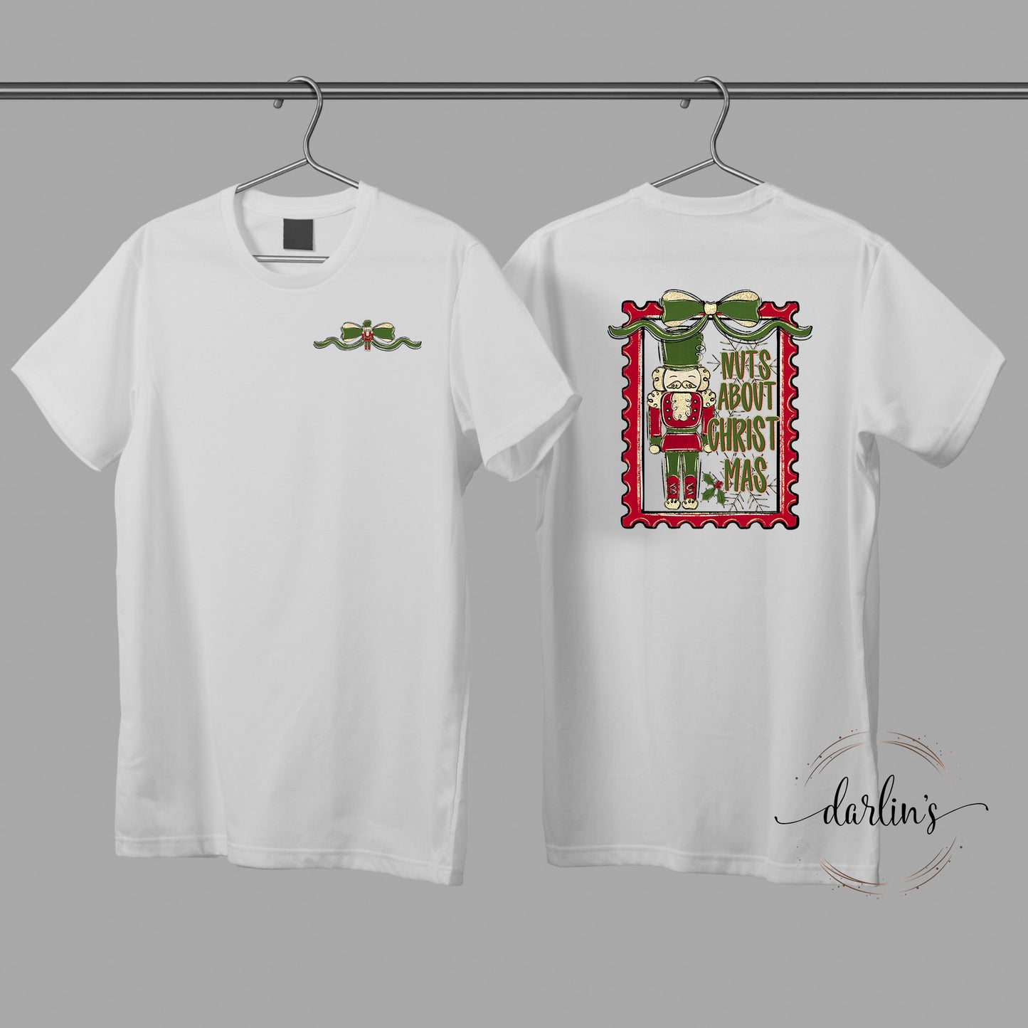 Nuts About Christmas Light Shirt - Front Pocket And Back Designs