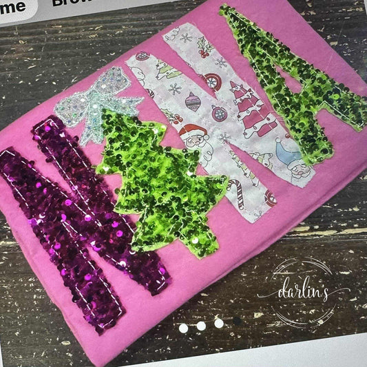 Christmas Family Names - Nana - Real Sequin Pink Shirt