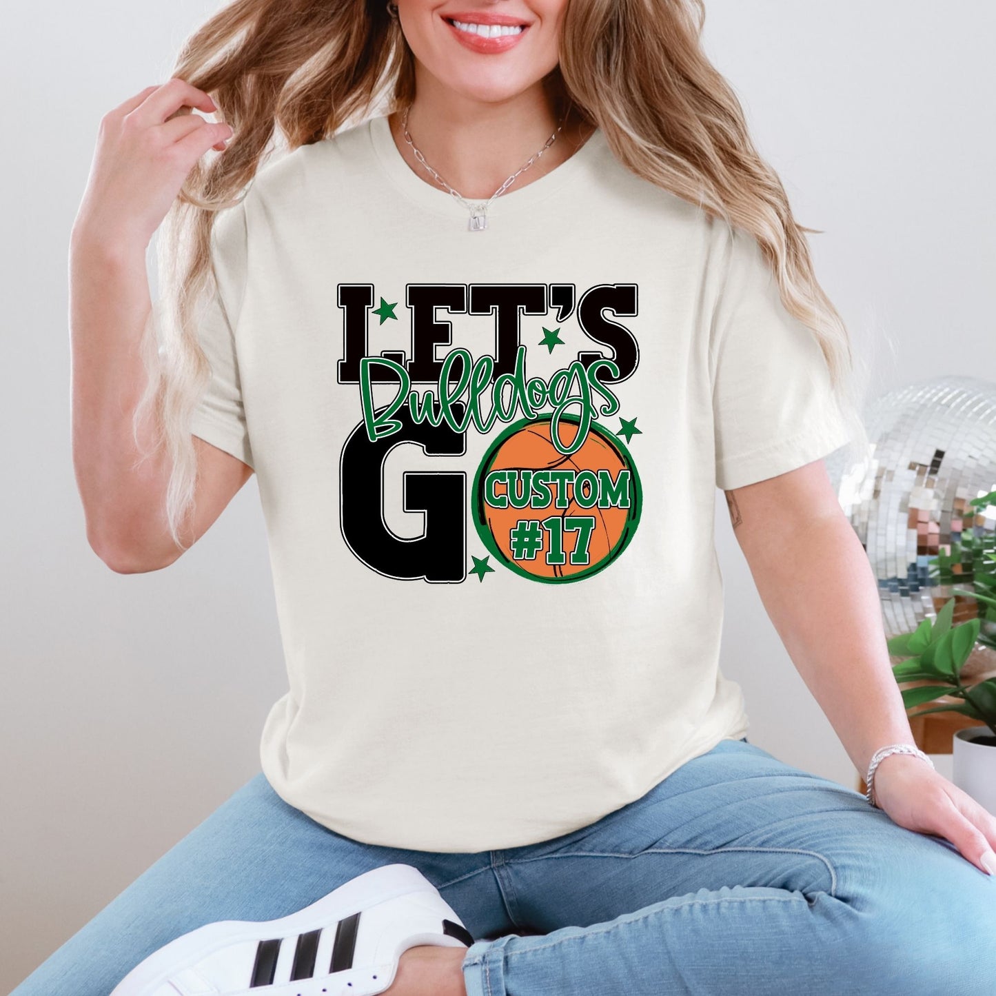 Bulldogs Spirit Stacked Lets Go Basketball Customizable Shirt