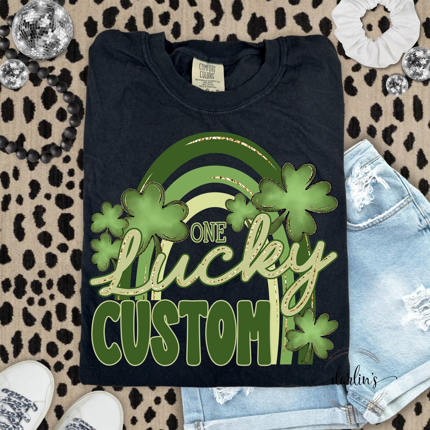 One Lucky Rainbow Family Names Customizable Shirt