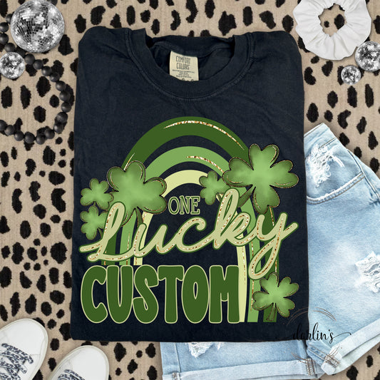 One Lucky Rainbow Family Names Customizable Shirt