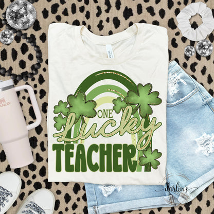 One Lucky Rainbow Teacher Shirt