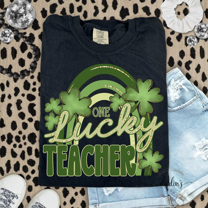 One Lucky Rainbow Teacher Shirt