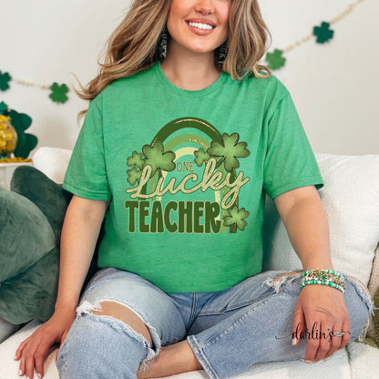 One Lucky Rainbow Teacher Shirt