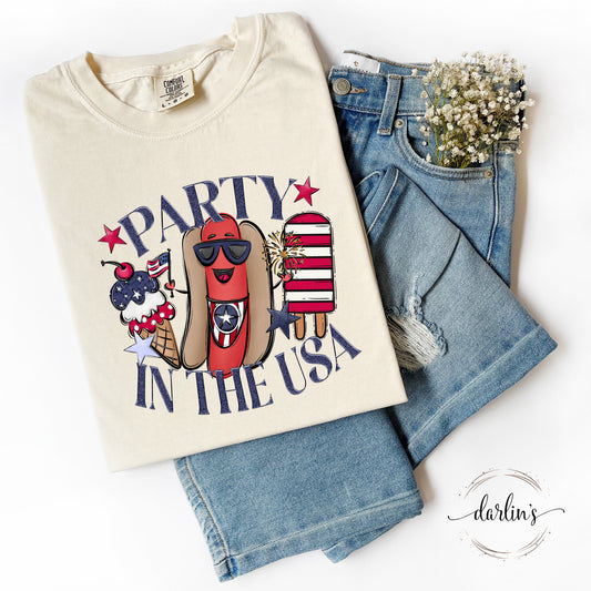 Party In The USA Hot Dog Shirt