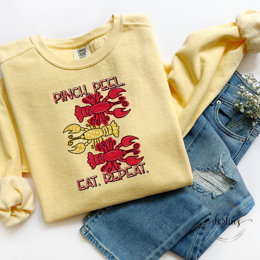 Pinch Peel Eat Repeat Crawfish Shirt