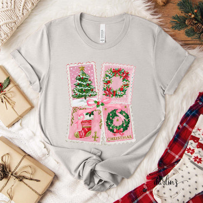 Pink Christmas Stamps Shirt