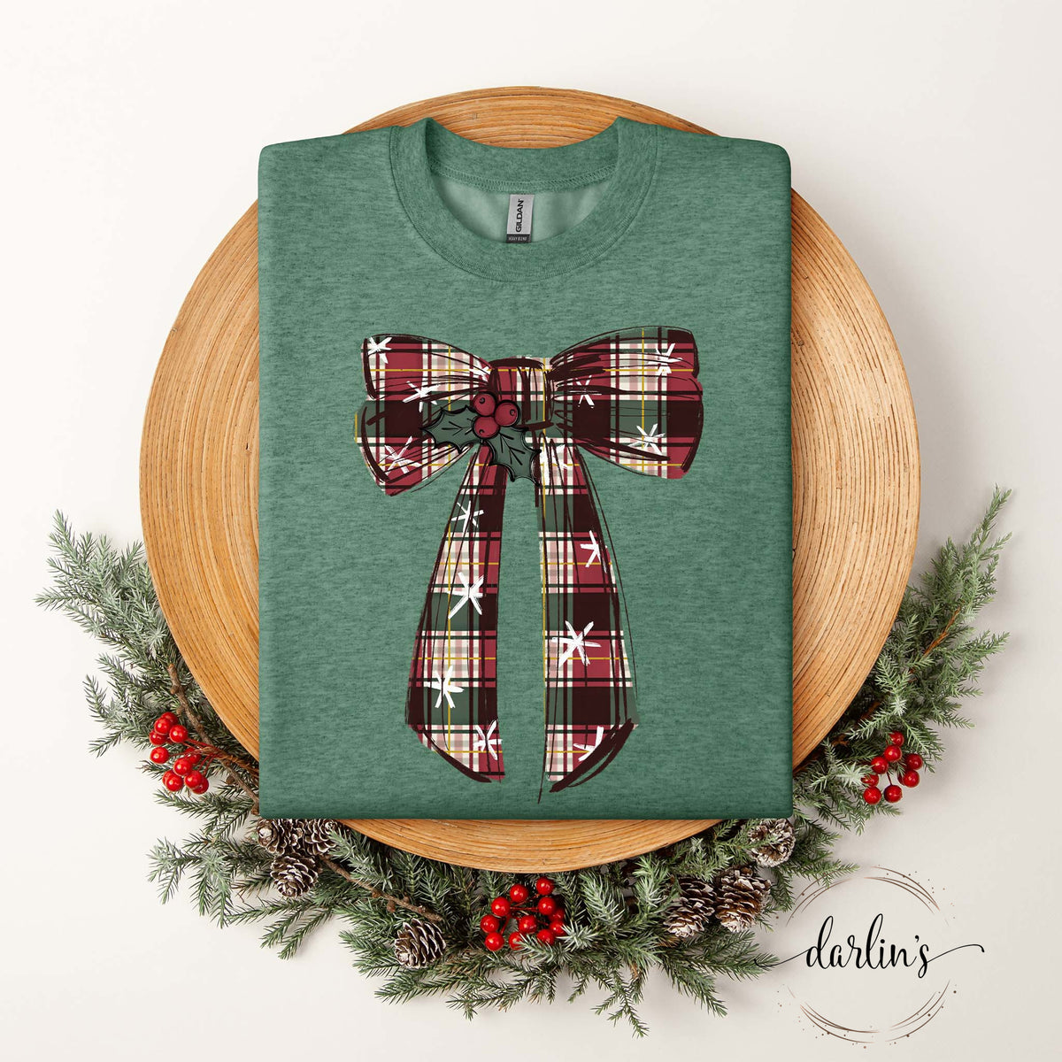 Plaid Bow With Holly Shirt
