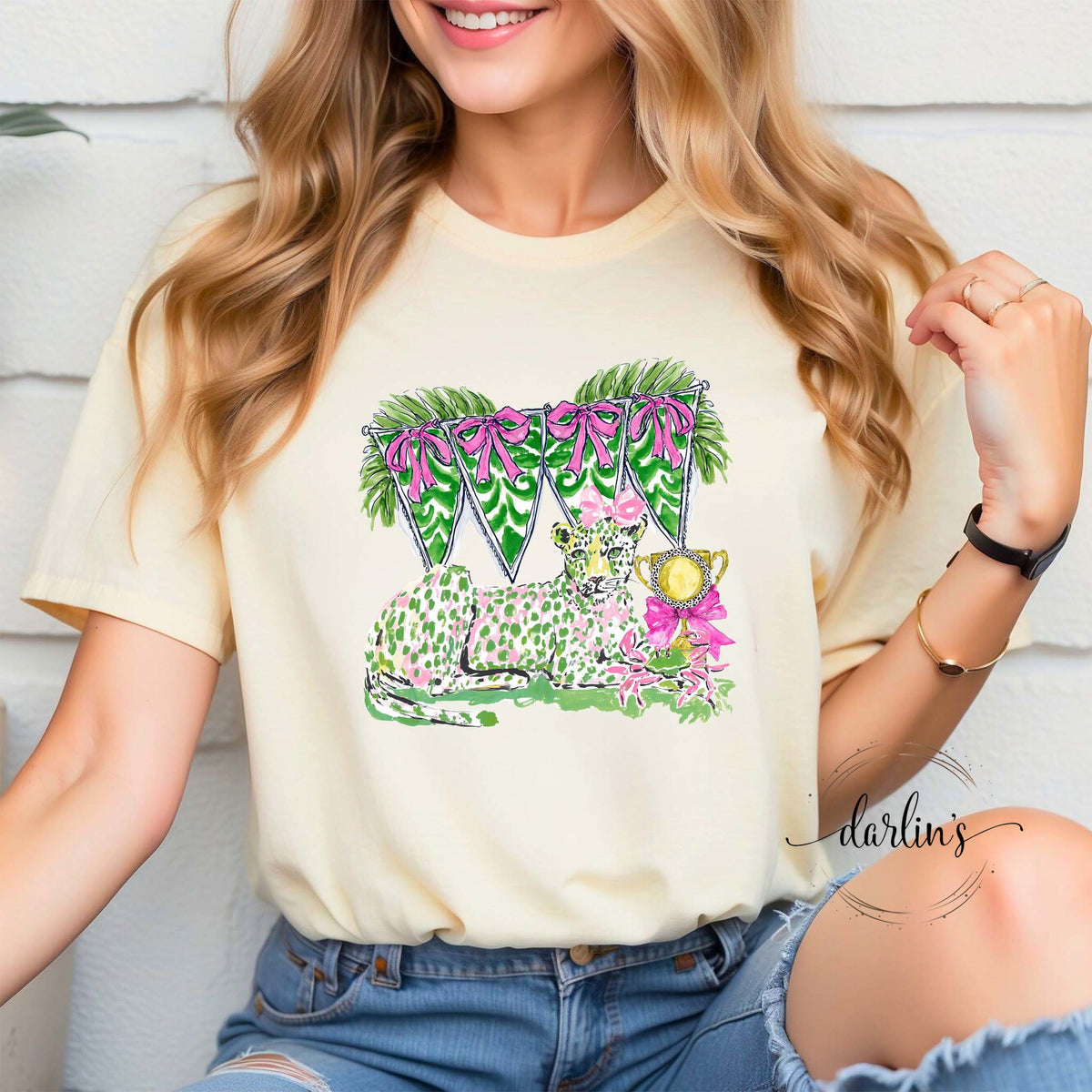 Preppy Cheetah Vignette Shirt