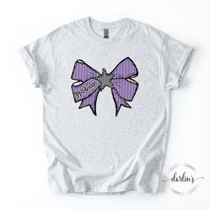 Prepster Seersucker Bow - Mustangs - Purple & Black
