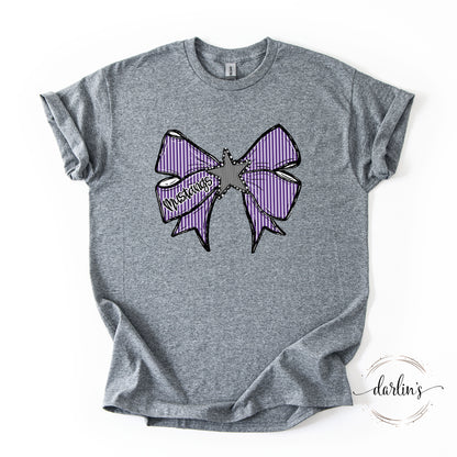 Prepster Seersucker Bow - Mustangs - Purple & Black