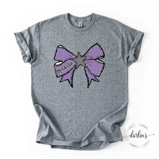 Prepster Seersucker Bow - Mustangs - Purple & Black