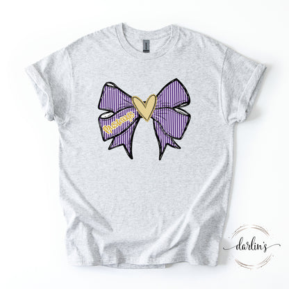 Prepster Seersucker Bow - Mustangs - Purple & Gold