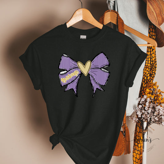 Prepster Seersucker Bow - Mustangs - Purple & Gold