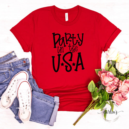 Party In The USA Black Lettering Shirt