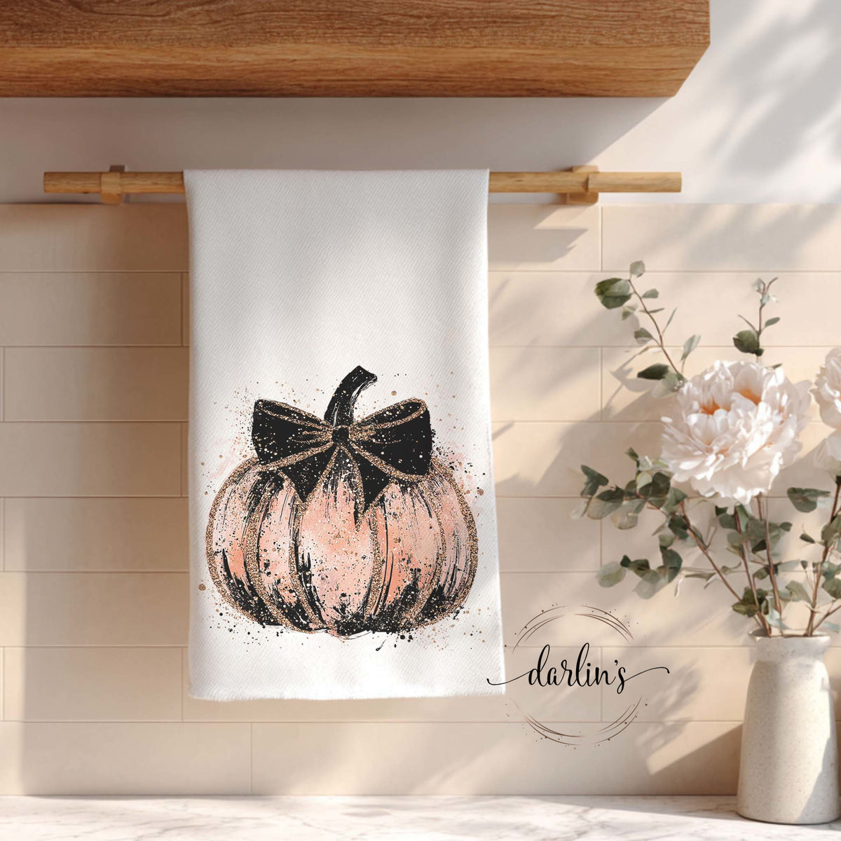 Pink Pumpkin Kitchen Towel
