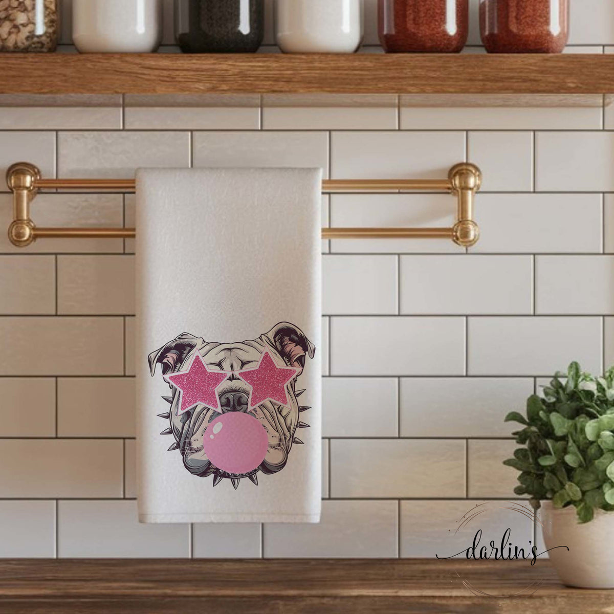 Preppy Bulldog Kitchen Towel