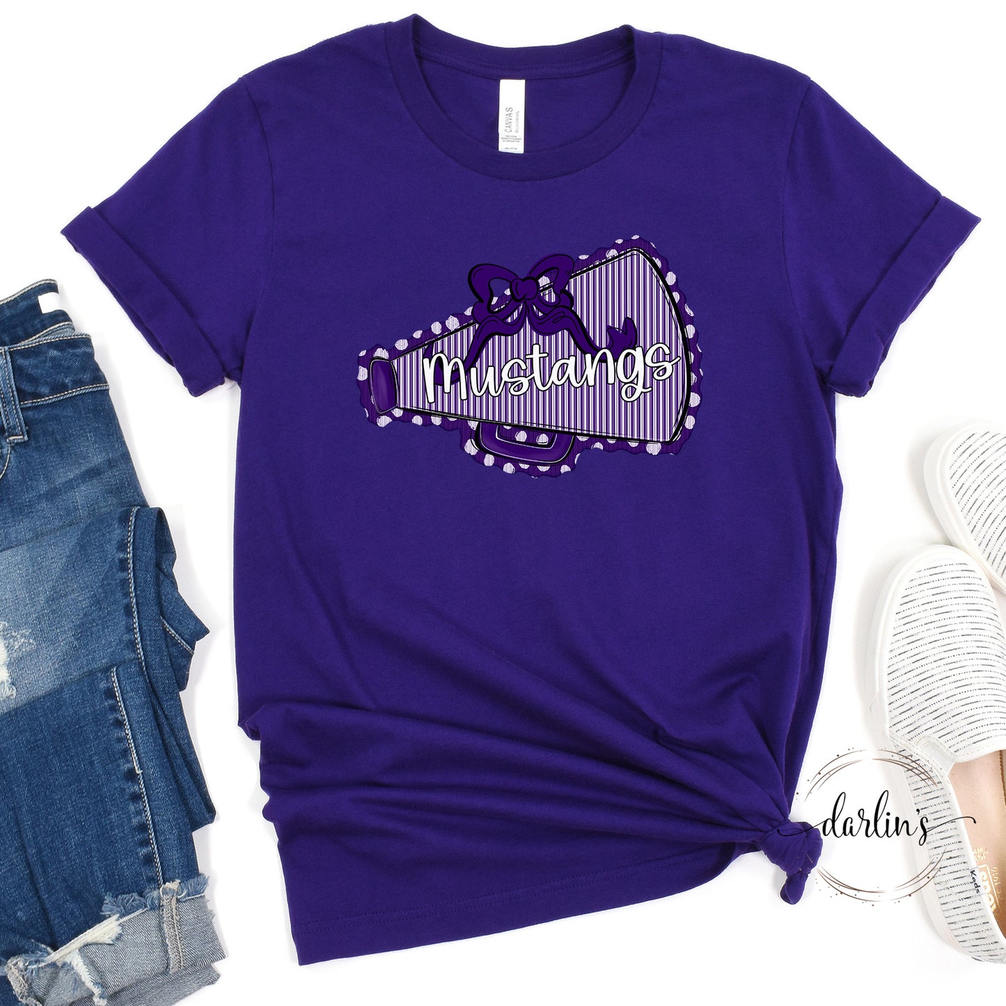 Prepster Megaphone And Bow - Mustangs - Purple
