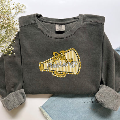 Prepster Megaphone And Bow Mustangs - Gold Shirt