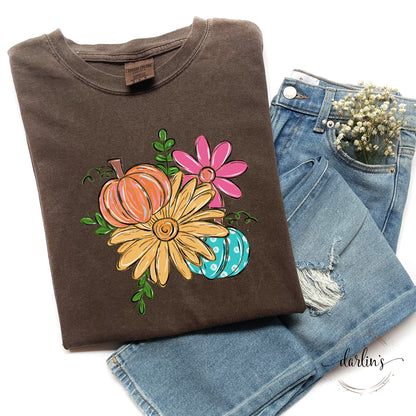 Pumpkin And Sunflower Collage Shirt