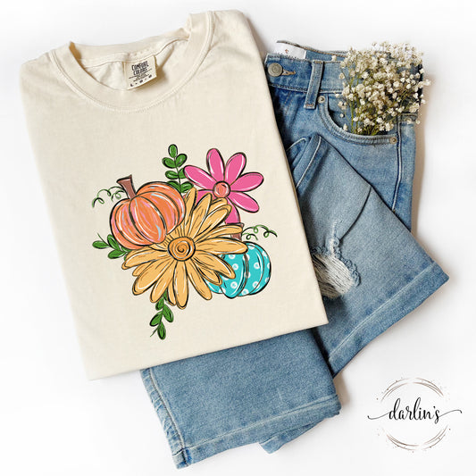 Pumpkin And Sunflower Collage Shirt