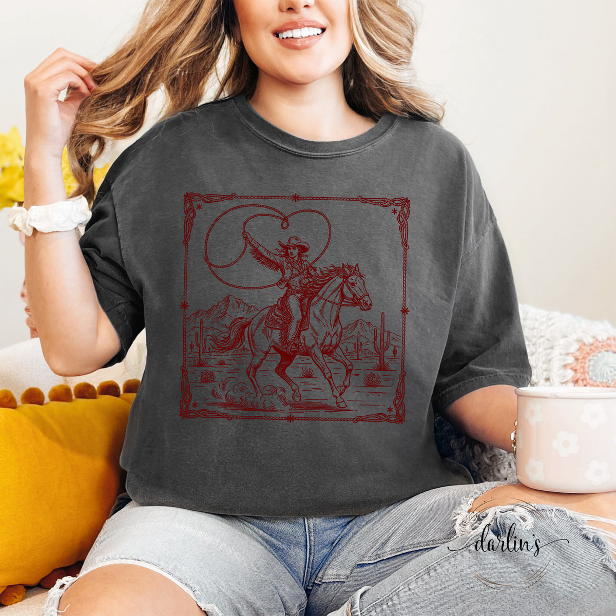 Rustic Cowgirl Heart Rope Shirt