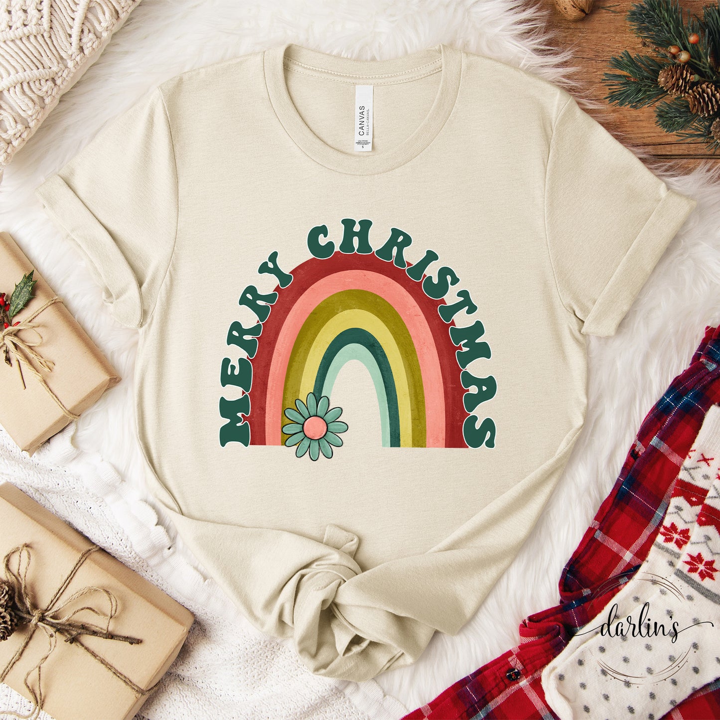 Retro Lightning Santa Front And Back Shirt