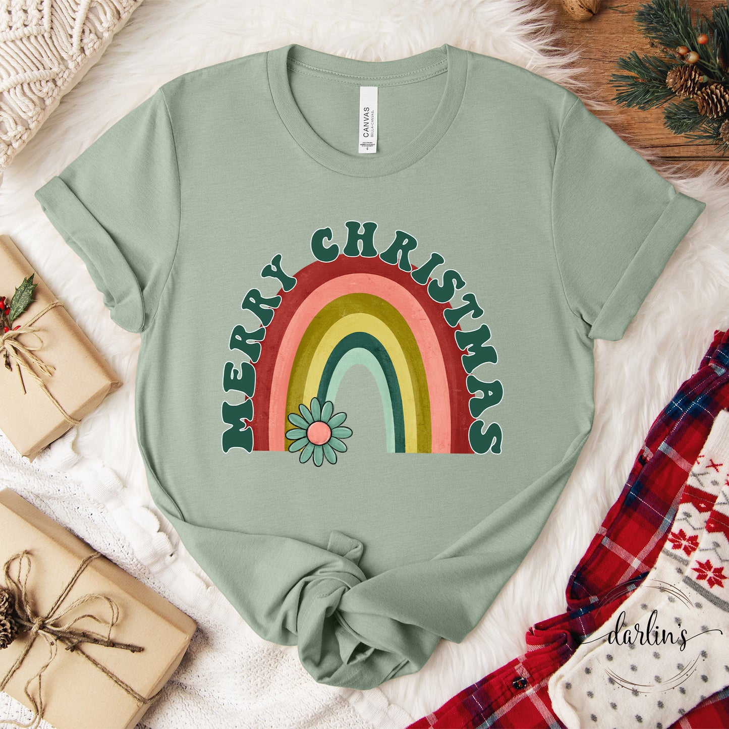 Retro Lightning Santa Front And Back Shirt