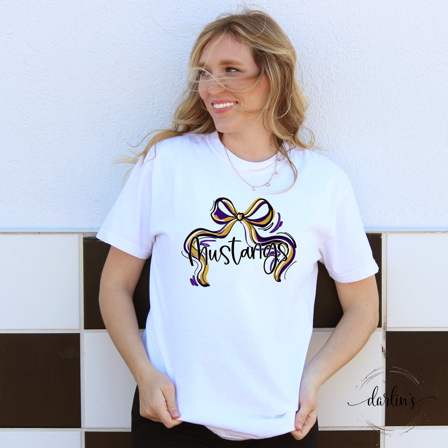 Ribbon Sports Bow - Mustangs - Purple And Gold