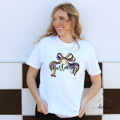 Ribbon Sports Bow - Mustangs - Purple And Gold