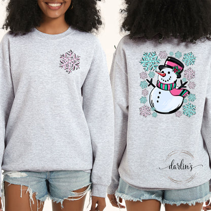 Snowman Scene Shirt - Front Pocket And Back Designs