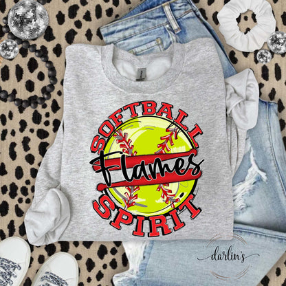 Softball Spirit Flames Shirt