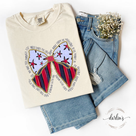 Stars And Stripes Bow With Words Shirt