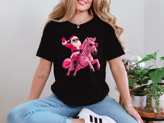 Santa Pink Zebra Shirt
